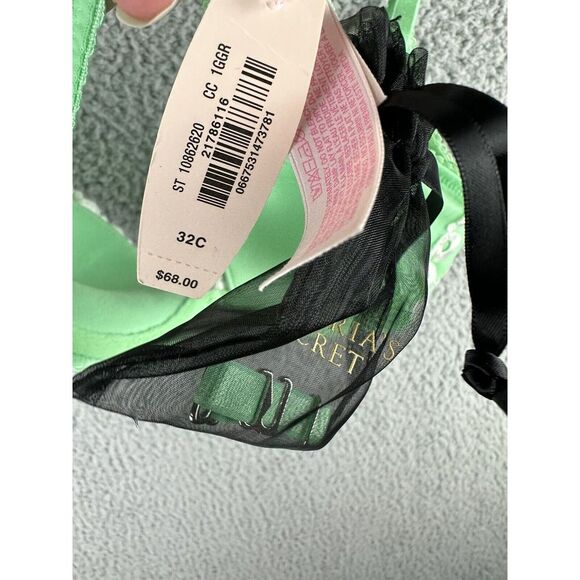 NEW Victoria's Secret Push-Up Pigeonnant Bra 32C Light Green Laced Floral - Picture 6 of 6